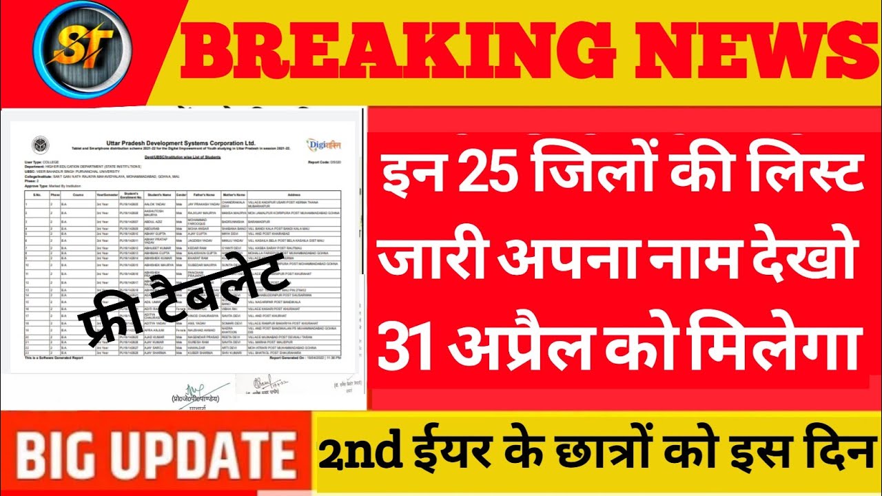 फ्री टैबलेट | tablet smartphone news today, Tablet news today, up tablet yojana latest news