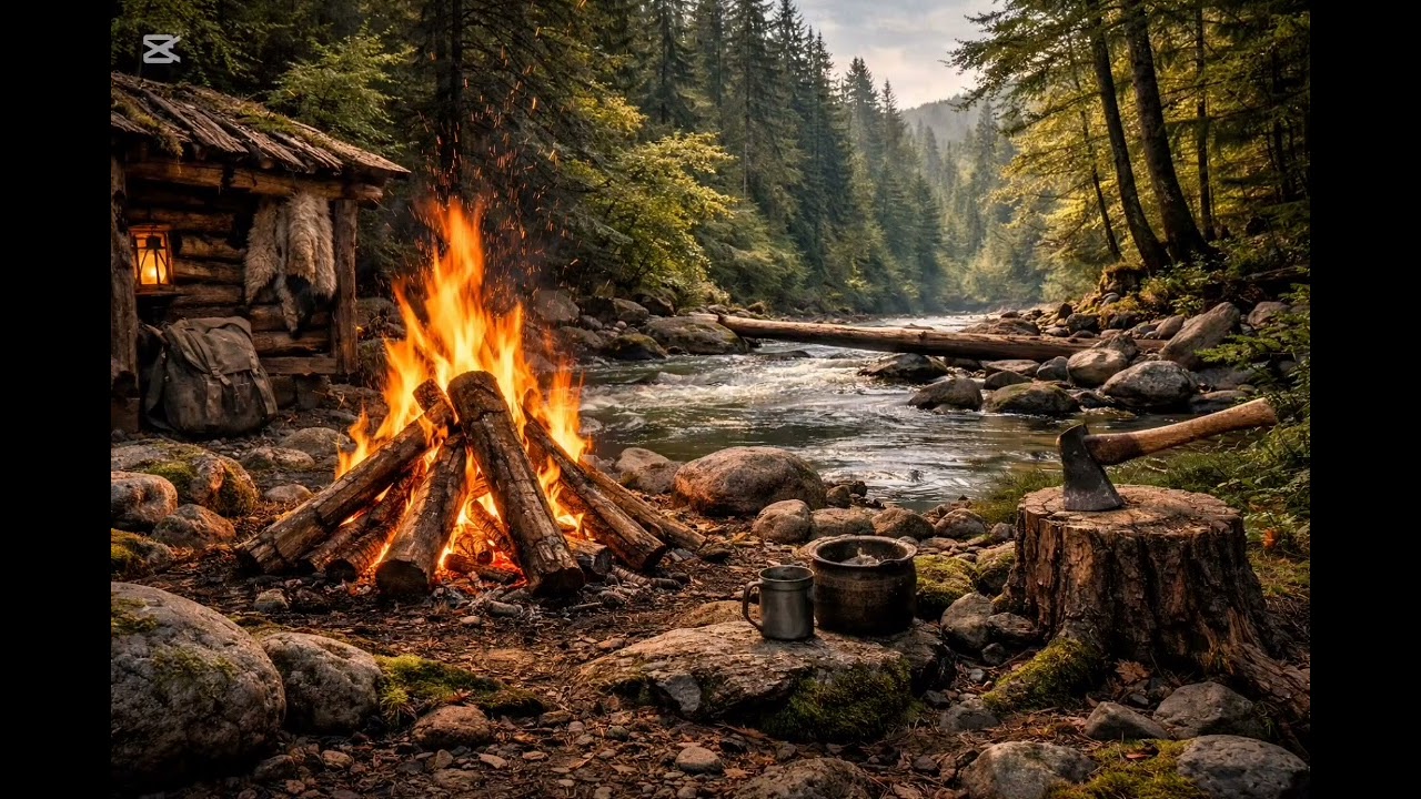 DEEP SLEEP Campfire by the River 🔥 6 HOURS | Crickets, Forest Night, NO ADS, 