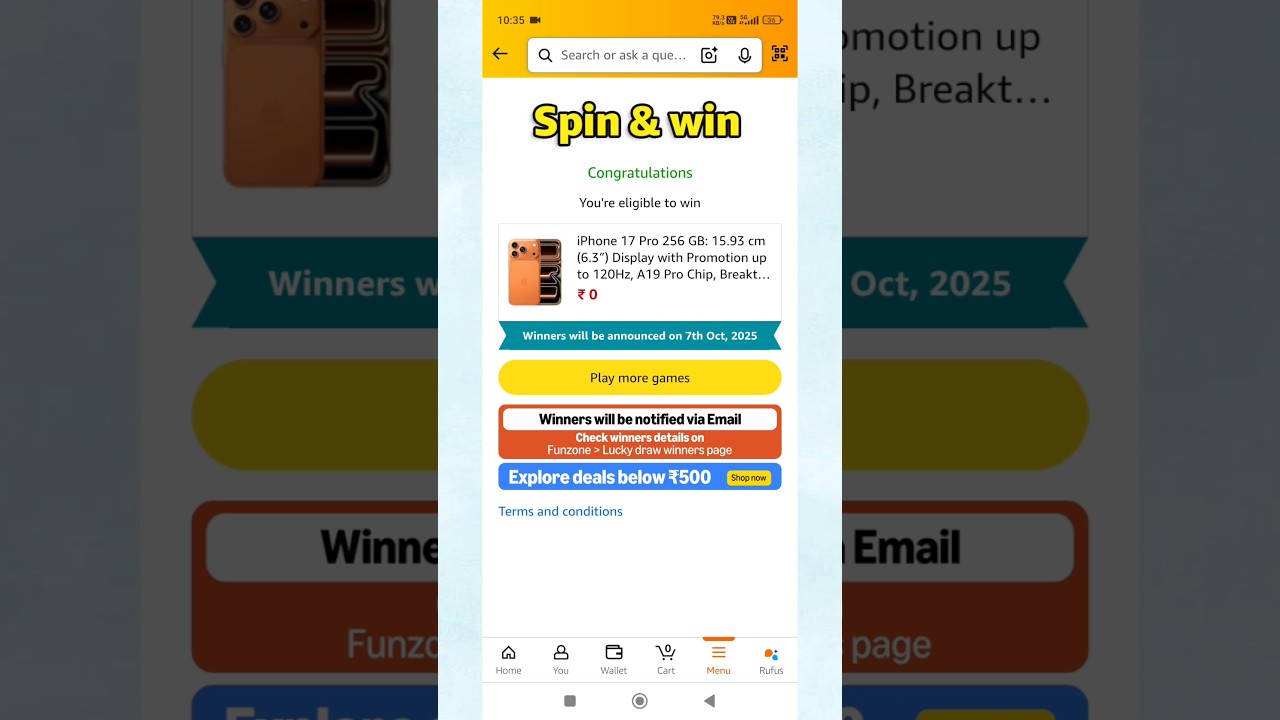 Amazon Spin & Win iPhone 17 Pro #shorts #iphone17pro #amazon