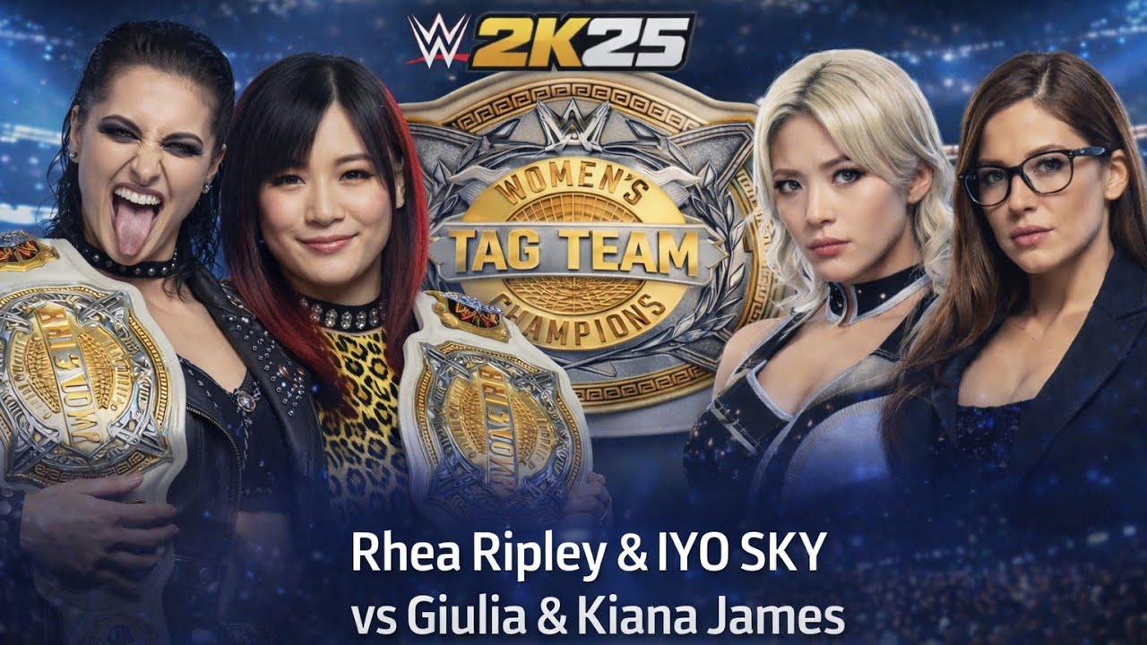 WWE 2K25 Rhea Ripley & IYO SKY vs Giulia & Kiana James 😱 | Women's Tag Team Championship #wwe 