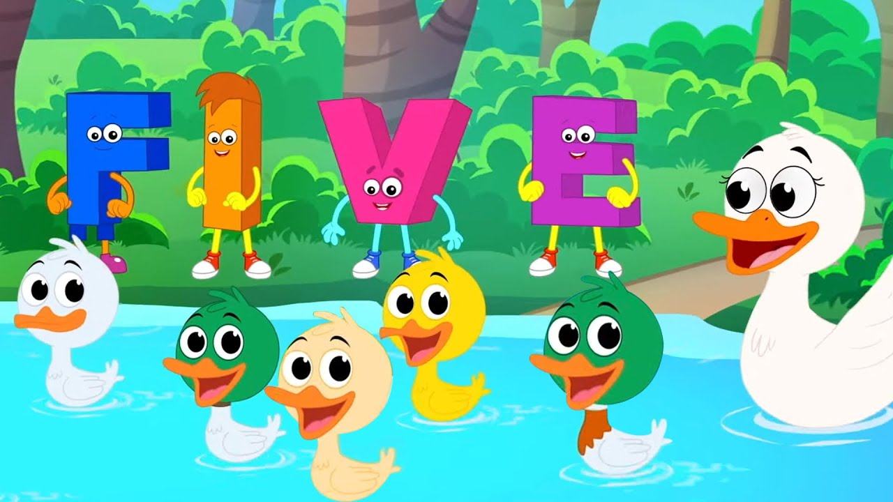 Five Little Ducks and Cartoon Learning Video and Nursery Rhyme for Babies