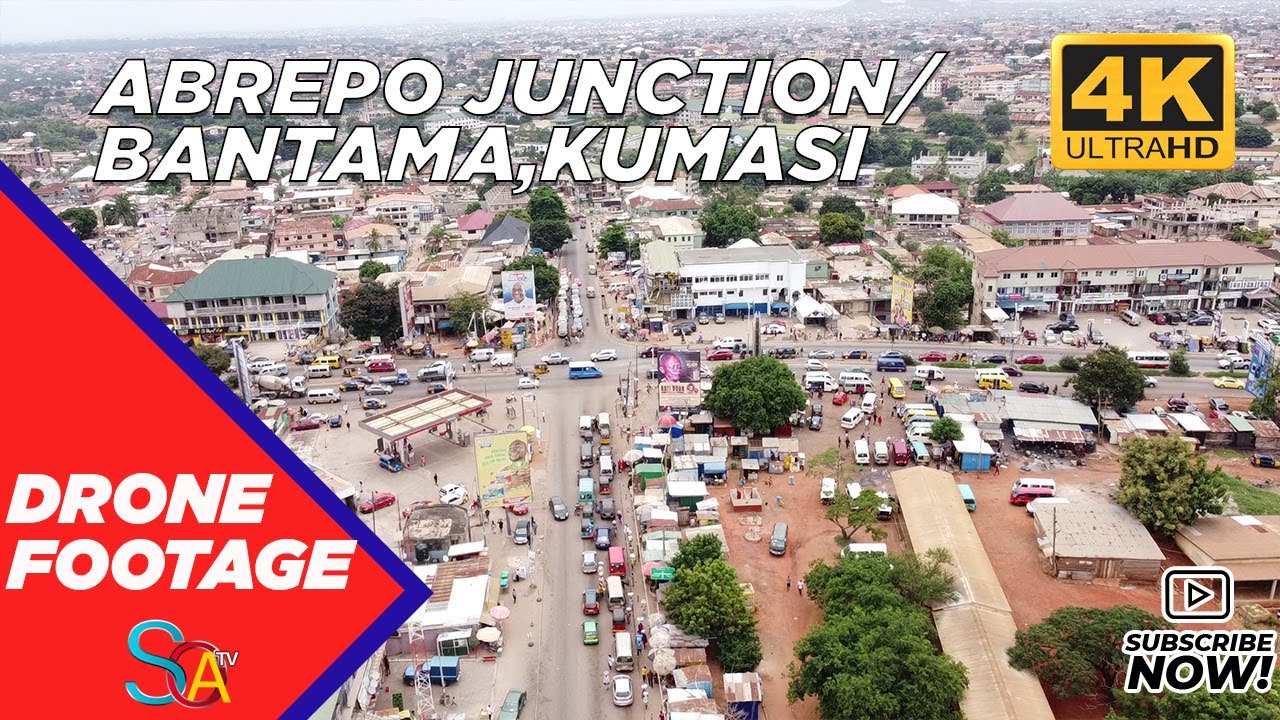 DRONE FOOTAGE - ABREPO JUNCTION/BANTAMA, KUMASI (4K)