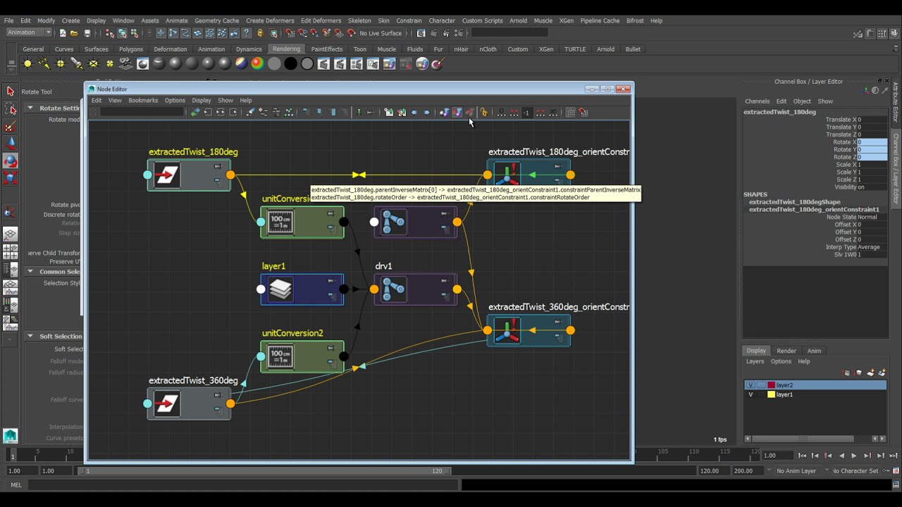 Maya - Creating the 360 degree Twist Extractor