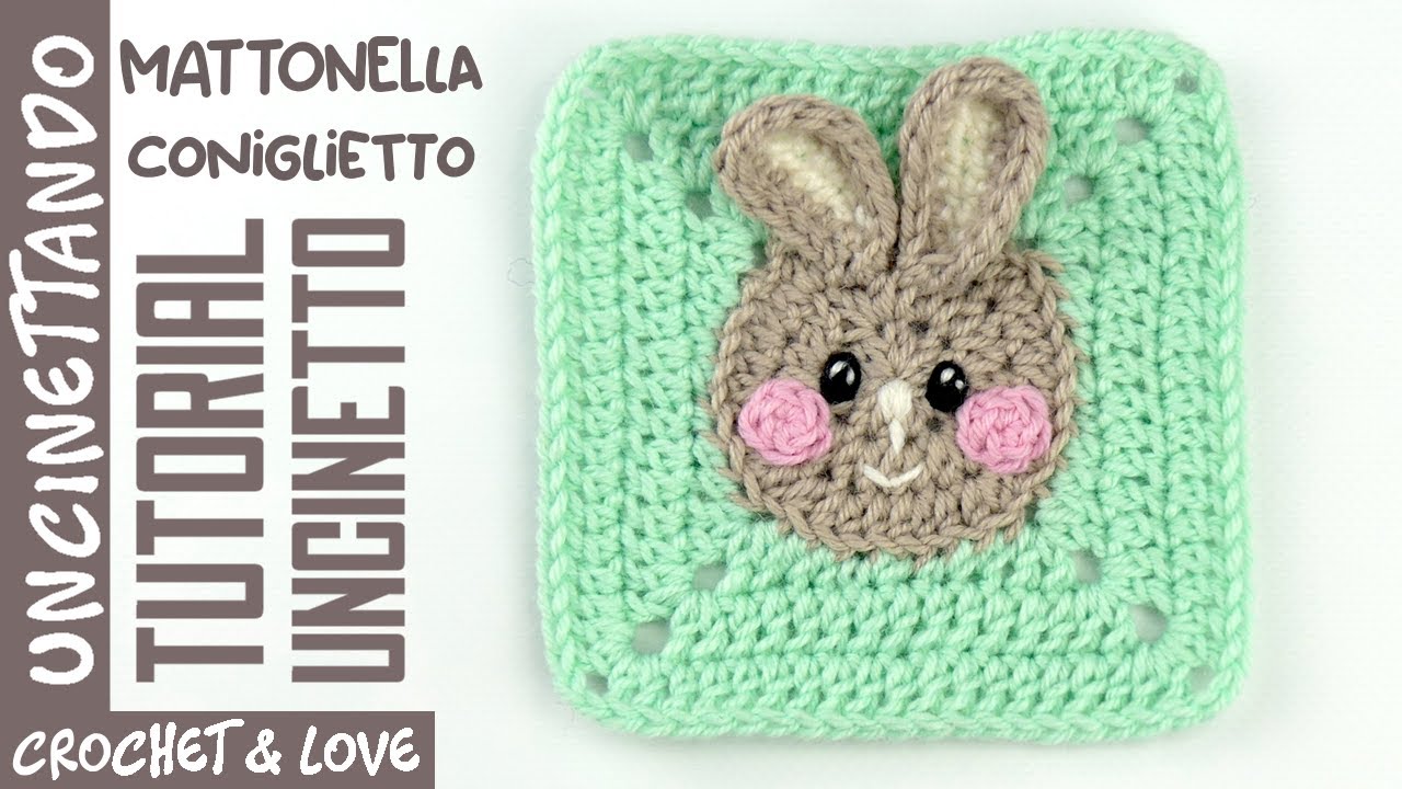 Tutorial Uncinetto - Mattonella con Coniglietto per Copertine e non solo