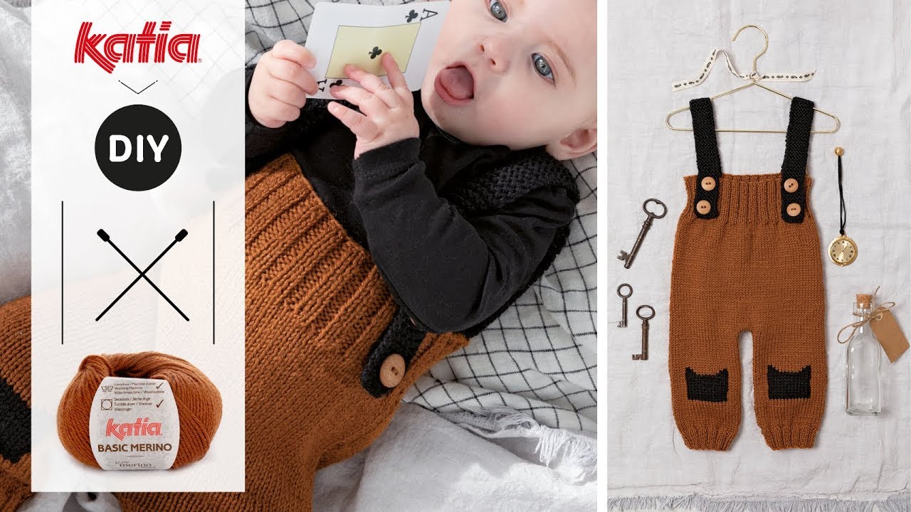 BABY DIY 👶 Pantalón con tirantes y bordados a jacquard 🐑