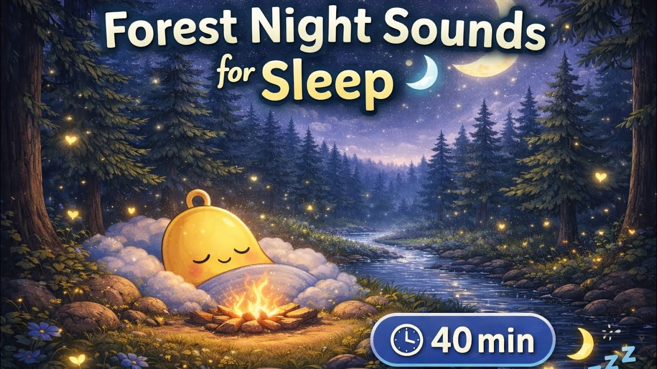 40 Minutes of Peaceful Forest Night Sounds 🌲✨ Campfire & Stream for Deep Sleep