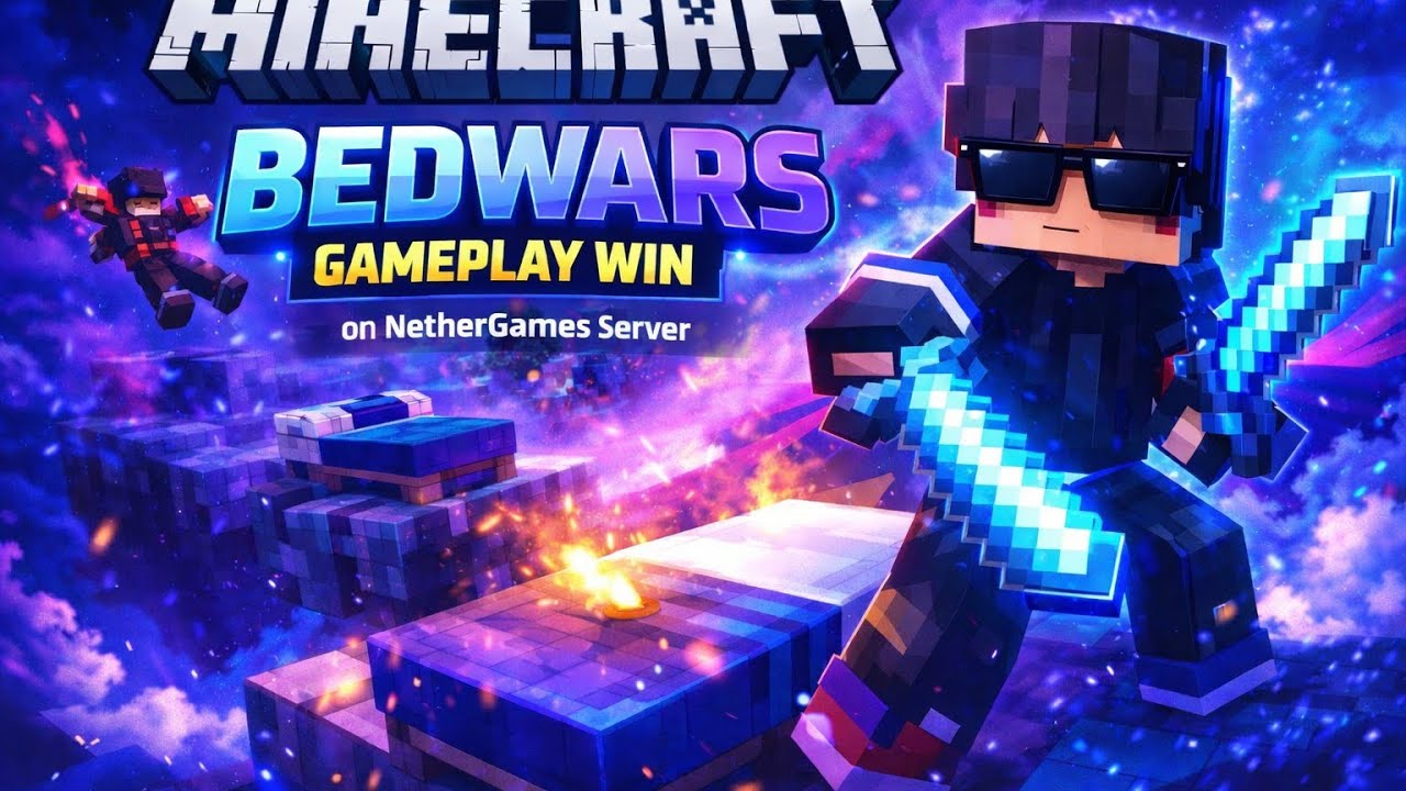 Minecraft nether games bedwars gameplay win 