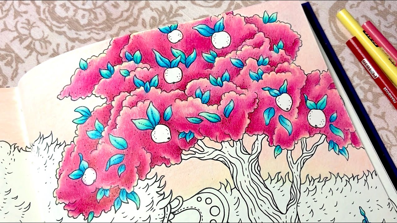 Pink Trees Color Along⎢Adult Coloring Tutorial⎢Tales from the Witch's Cottage, Hanna Karlzon