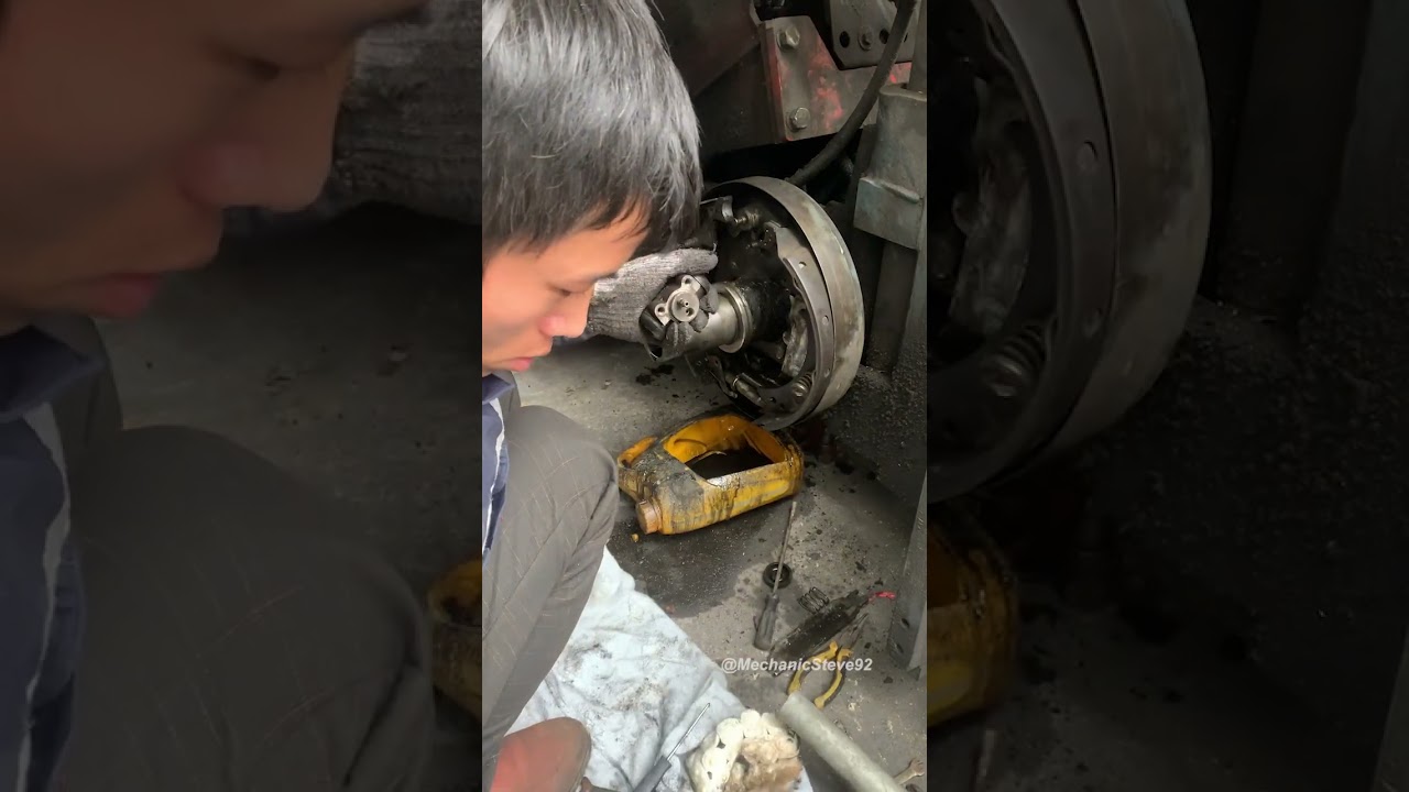 The forklift with no brakes, replacing the brake master cylinder, and resolving the braking system .