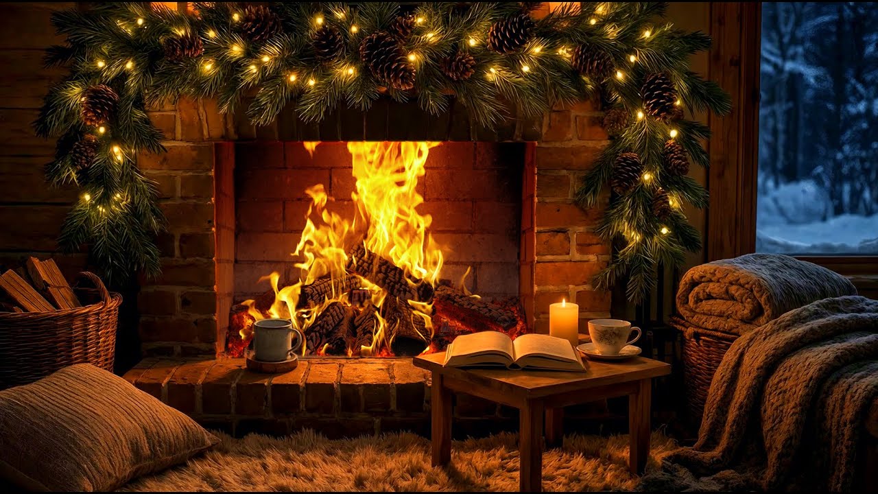Fireplace Sounds for Sleep 🔥 Warm Winter Night Ambience with Soft Crackling Fire