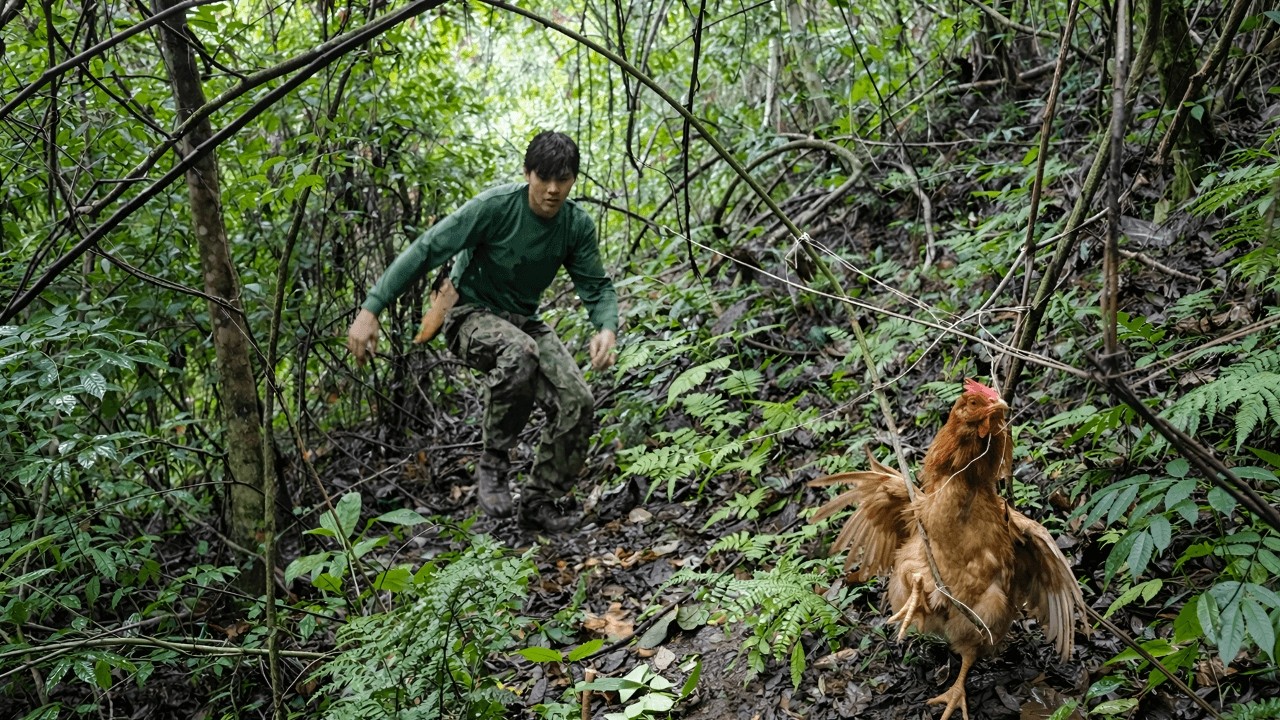 Setting traps to catch wild birds, searching for wild food - Cooking and caring for pets