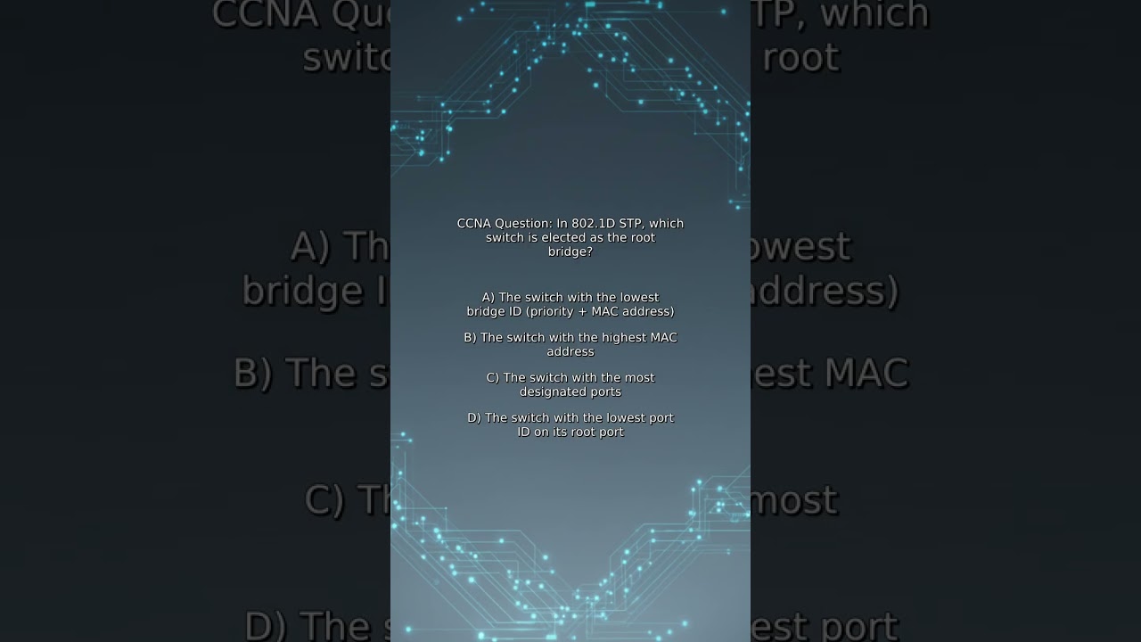 CCNA Quiz: In 802.1D STP, which switch is elected as the root bridge?