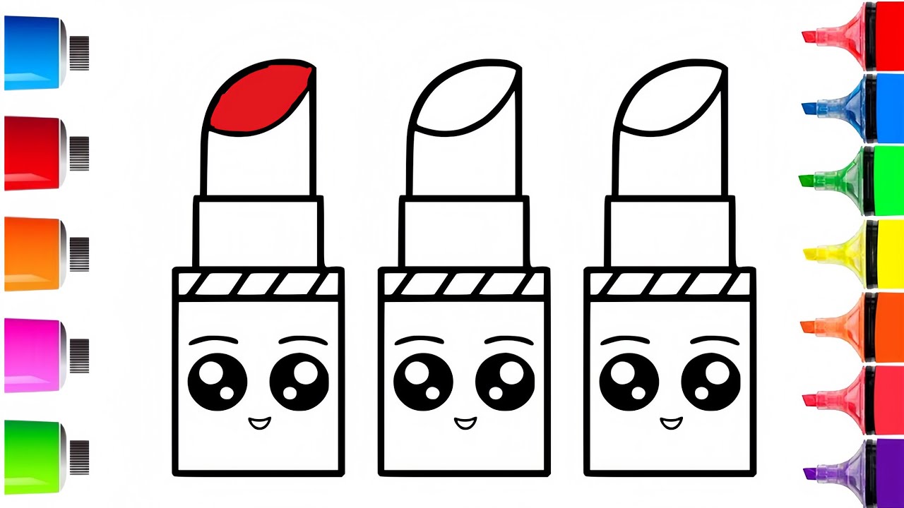 Lipstick 💄👄 Drawing And Coloring || Drawing Step By Step 
