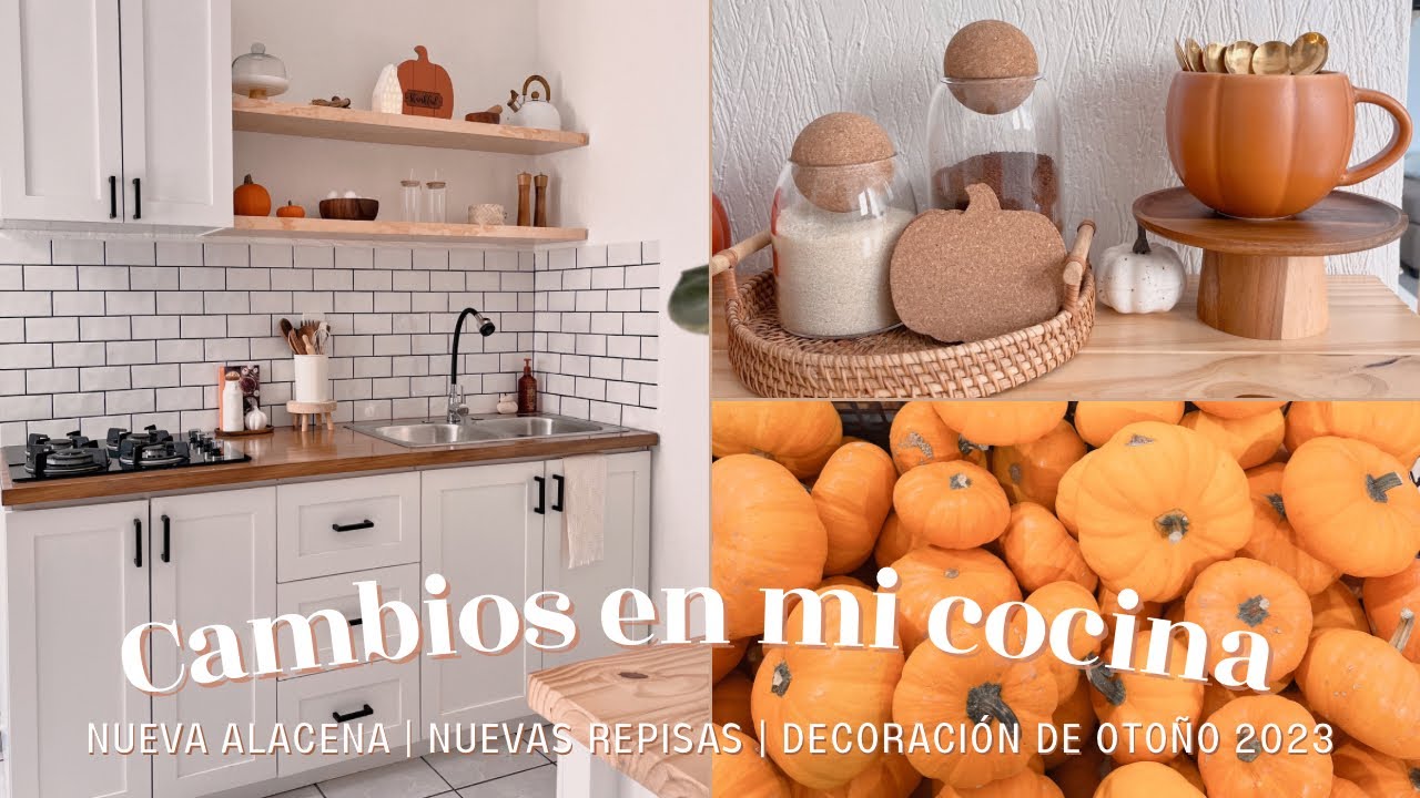 🍁 CAMBIOS EN MI COCINA 🍂 | NUEVA ALACENA Y REPISAS + DECORACIÓN OTOÑO 2023 EN MI COCINA PEQUEÑA