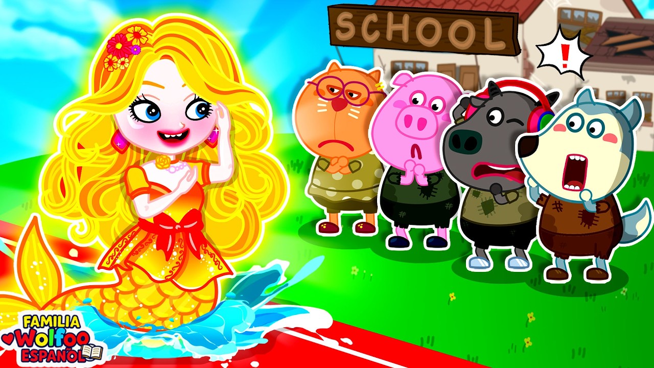 Familia Wolfoo Español | ¡Sirena Rica en una Escuela Pobre! 🧜‍♀️ Rico vs Pobre | Dibujos Animados