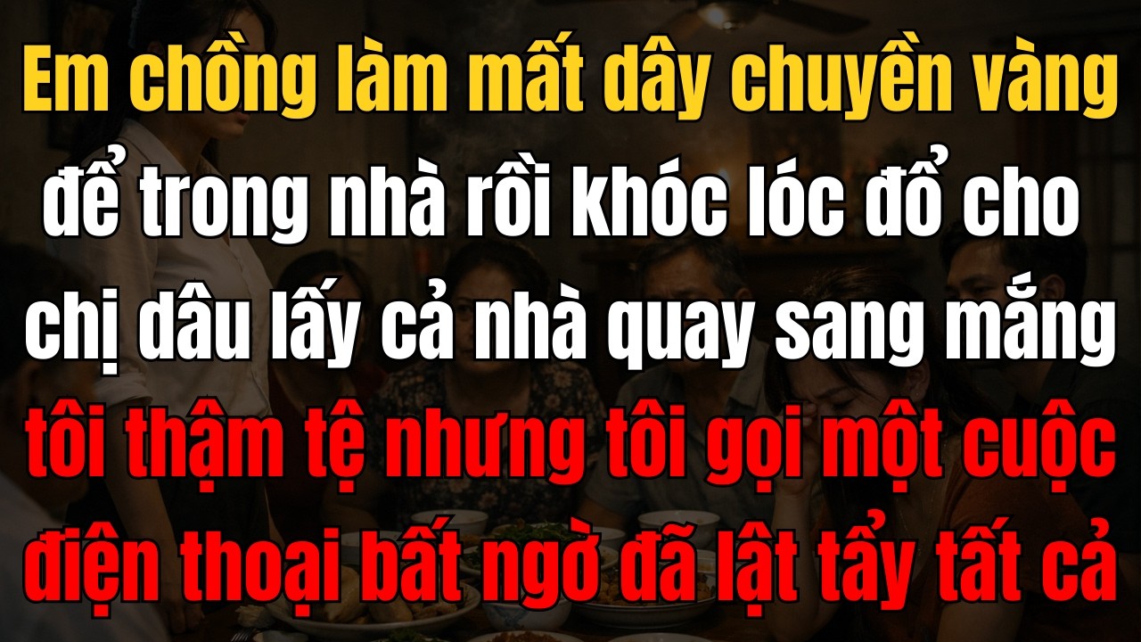 Em chồng làm mất dây chuyền vàng trong nhà rồi khóc lóc đổ cho chị dâu giữa bữa cơm và cái kết...
