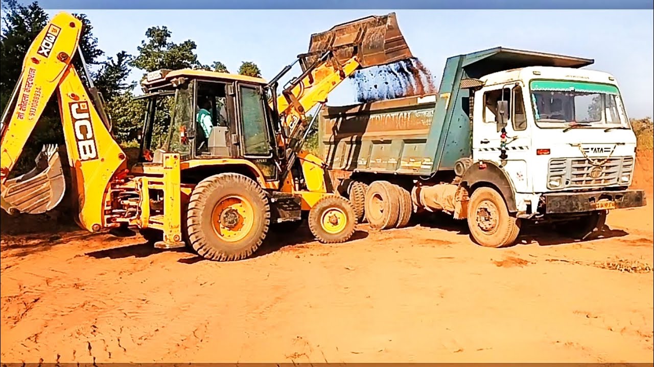 JCB 3dx Backhoe working in Mud Loading Tata 2518 Ex Track Together l JCB Framing 