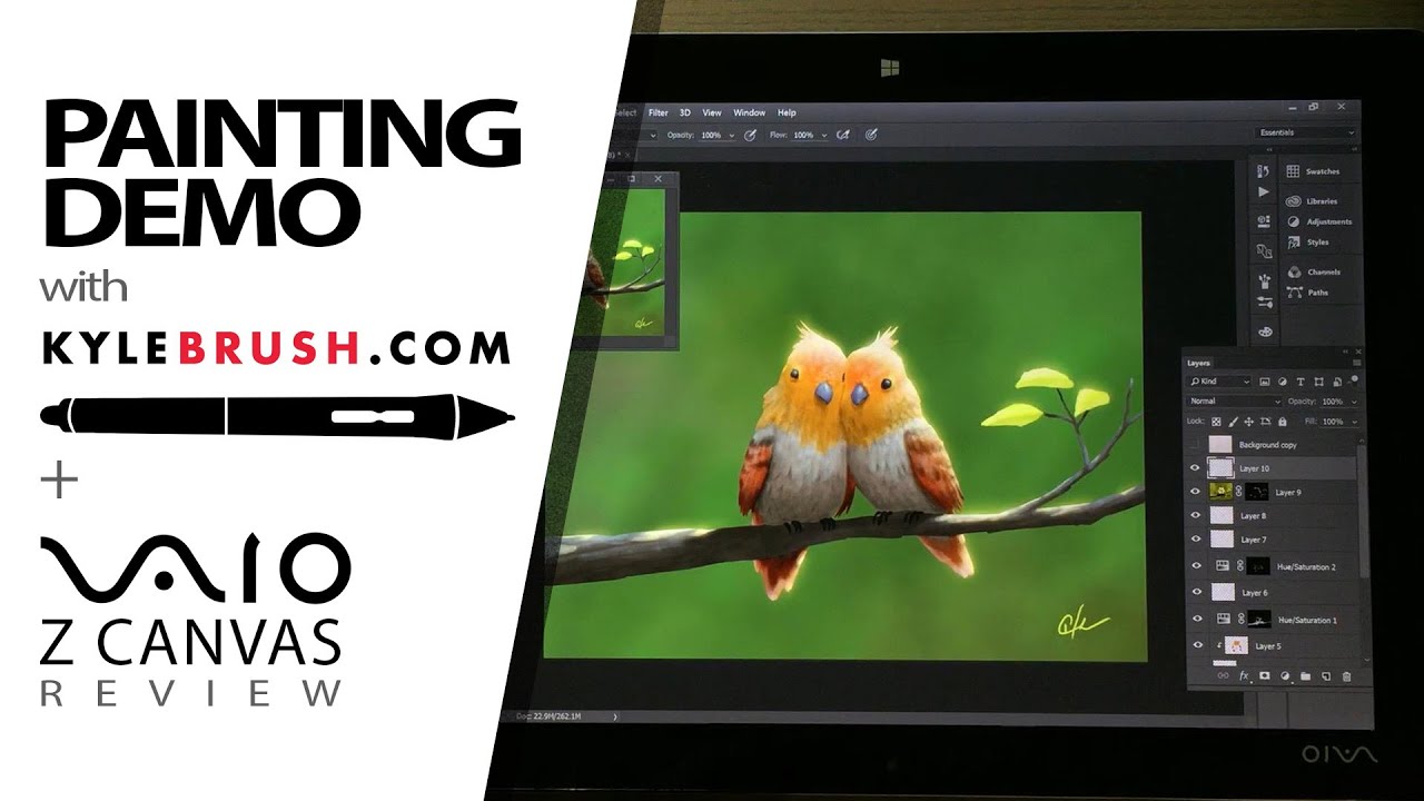 Painting Demo with KyleBrush and Vaio Z Canvas Review