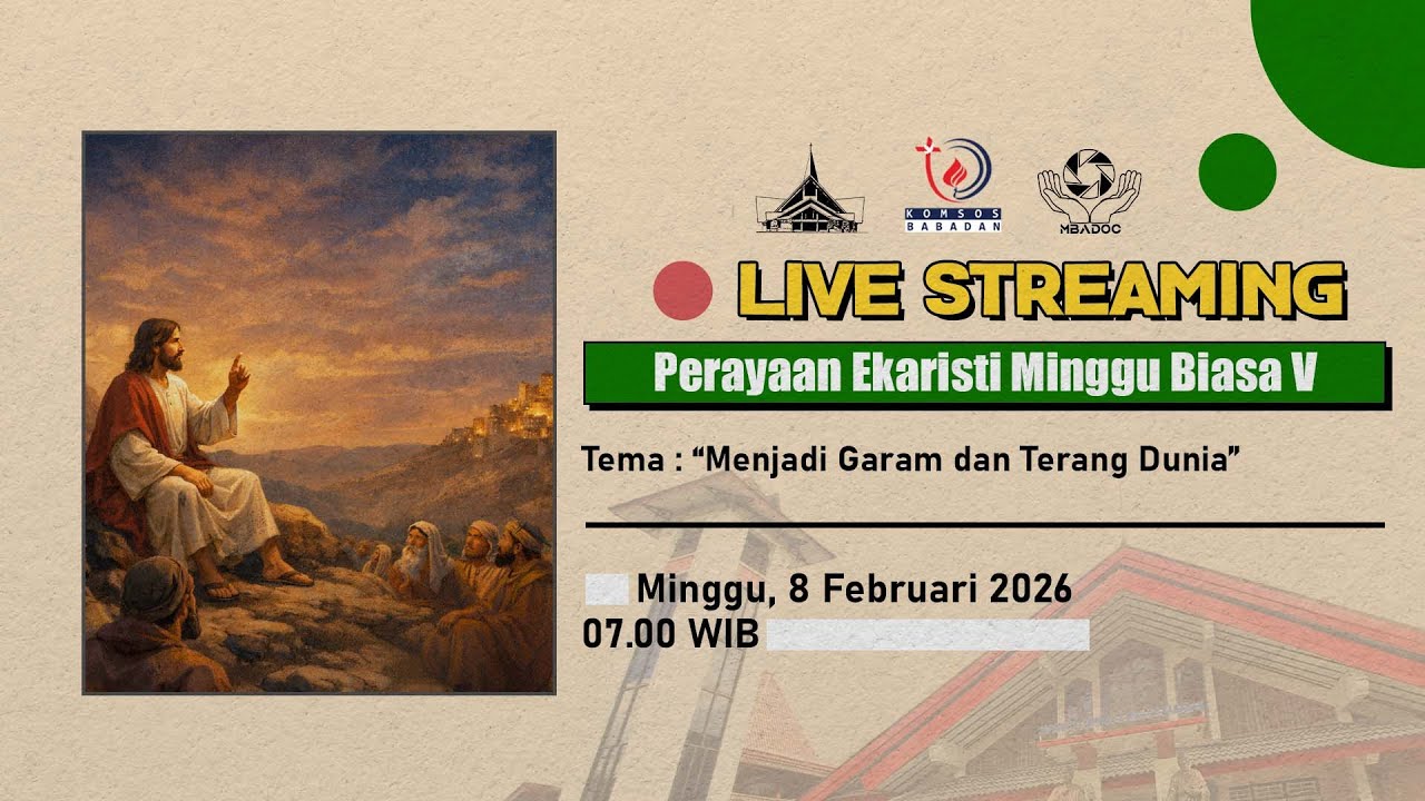 MISA ONLINE MINGGU BIASA V | Minggu, 8 Februari 2026 - 07.00 WIB