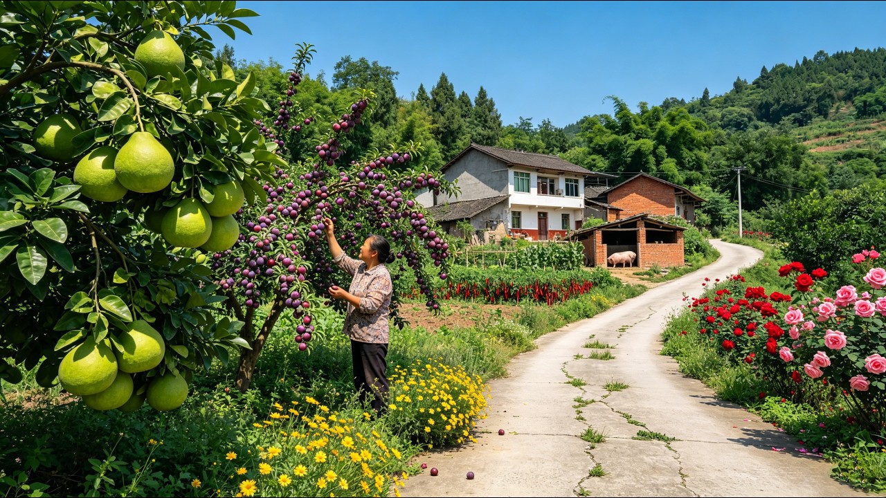 Nobody Knows This Hidden Sichuan Village In China! Loads Of Pomelos, Plums & Wild Flowers 4K
