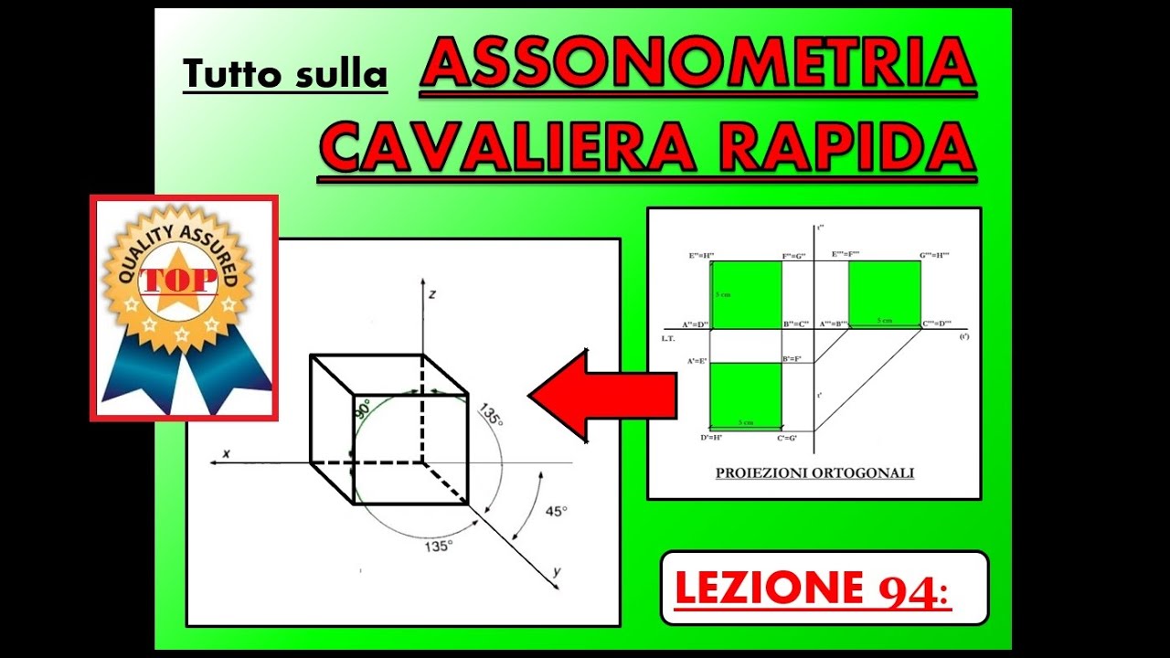 Disegno Tecnico (Lez. 94) -  Tutto sulla ASSONOMETRIA CAVALIERA RAPIDA
