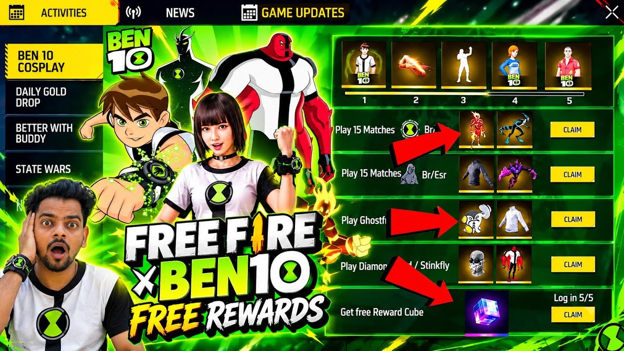 How To Get Free Bundle & Emote Ben10 Event 🔥🎁 | Ff Upcoming Events🎁 | Free Fire India 🇮🇳 