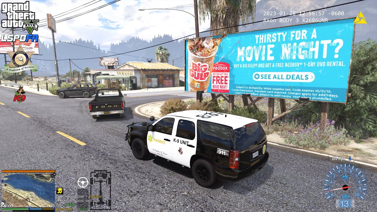 GTA V - LSPDFR 0.4.9🚔 - LSSD/LASD - K9 Unit - Arrest Warrant | Injured Person | Traffic Felony - 4K