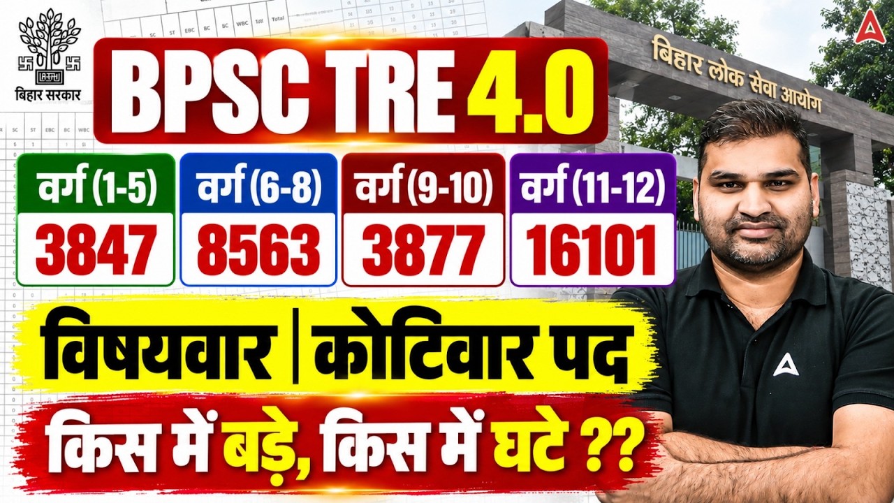 BPSC TRE 4.0 Subject Wise Vacancy 2026 | BPSC TRE 4.0 Latest News | BPSC TRE 4.0 Notification 2026
