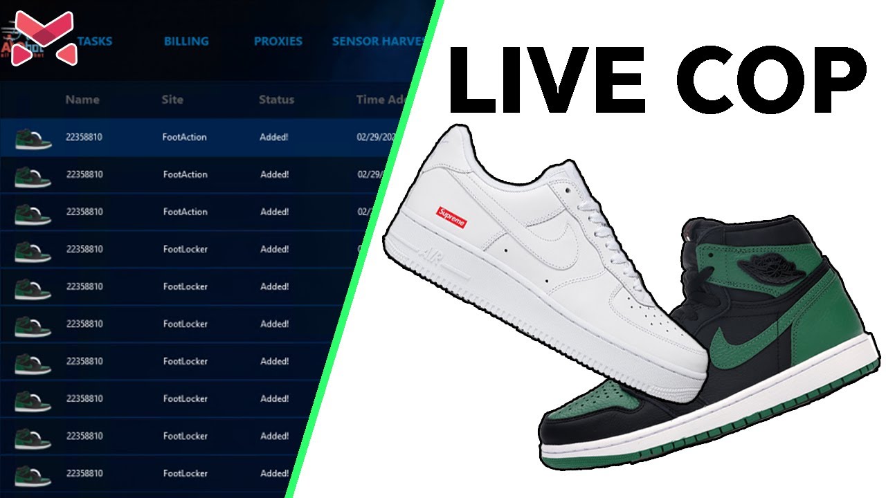 LIVE COP – Supreme Week 2 + Air Jordan 1 "Pine Green" (ANB & Cybersole)