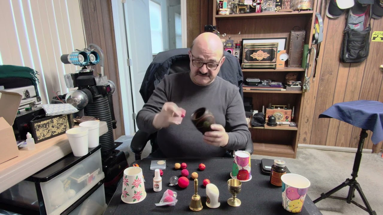 Magician Frank Paris Chop Cup Routines, Holdouts & Making A Chop Cups