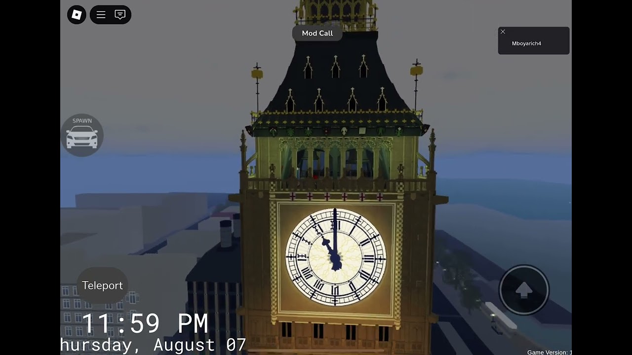 Big Ben chimes 11pm Roblox of the rain