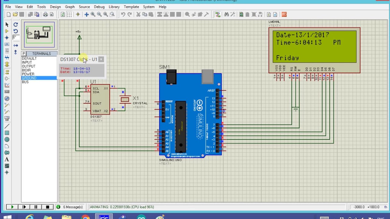 DS1307 Real time clock simulation with Arduino
