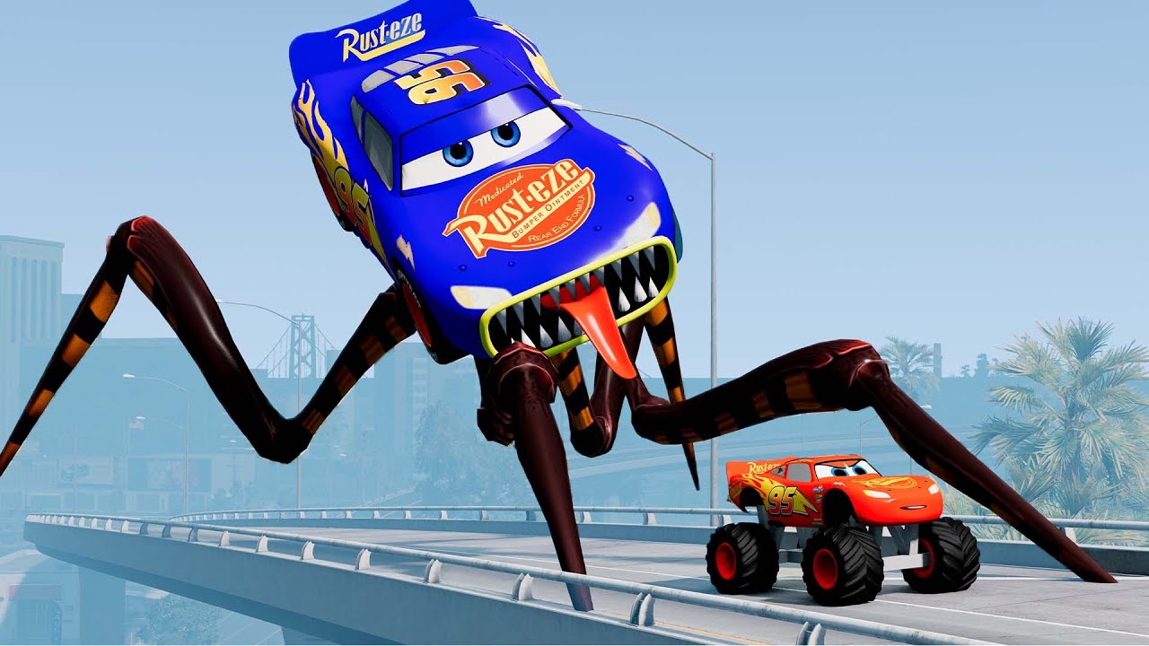 Epic escape from The Lightning McQueen Eater, Mack Robot Eater |BeamNG.Drive Compilation#3