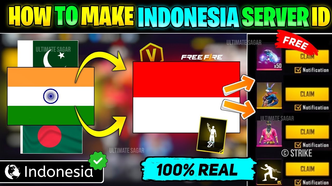 Indonesia Server Ki Id Kaise Banaye || How To Make Indonesian Free Fire Account || Indonesia Server