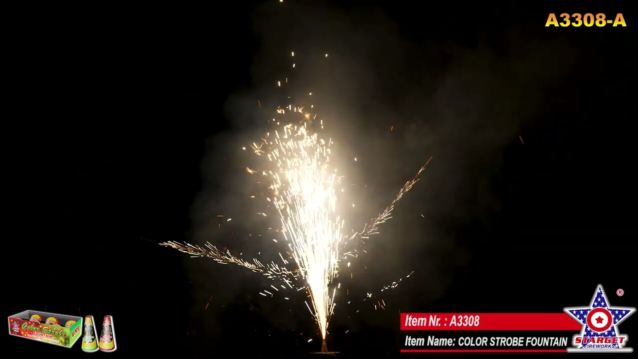 NEW FOR 2026 - A3308 COLOR STROBE FOUNTAIN - Starget Brand from Pyromooi Fireworks Ltd