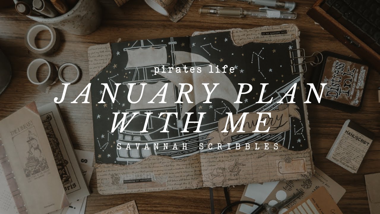 January 2025 Plan With Me I Pirate Theme I Black Page Bujo🖤🏴‍☠️