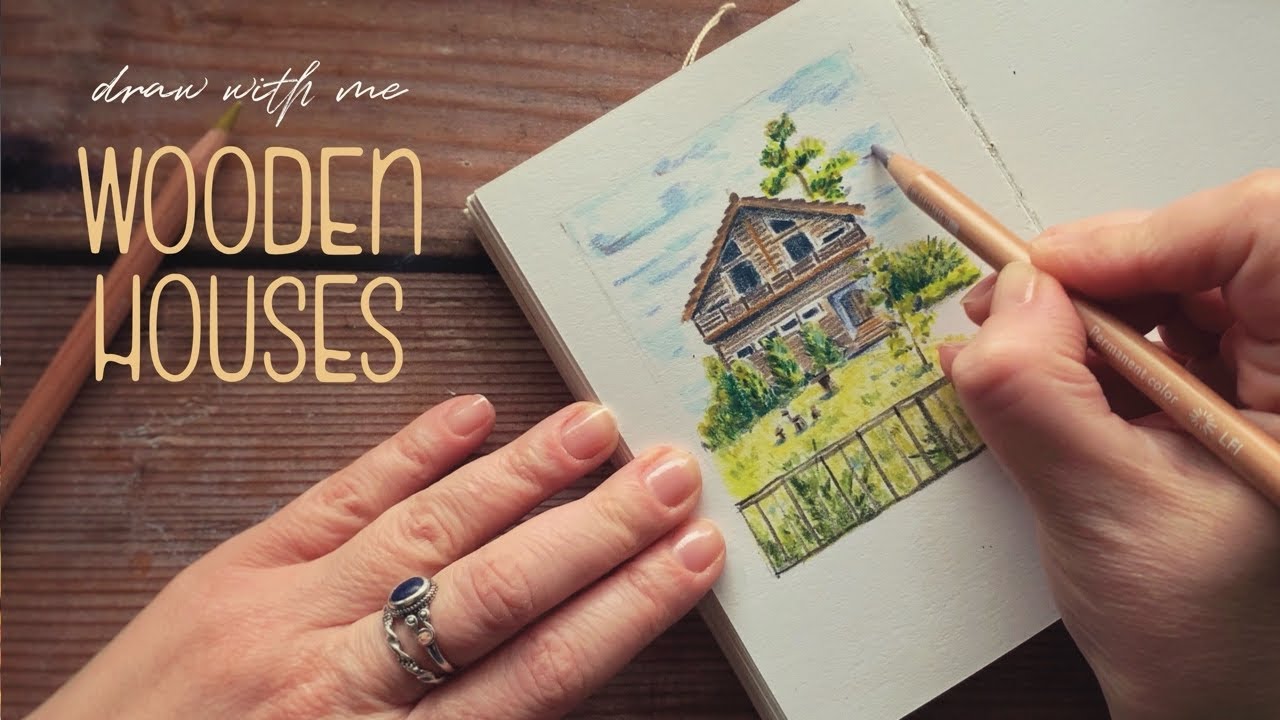 Relaxing Sketchbook Session: Drawing Wooden Houses in Real Time