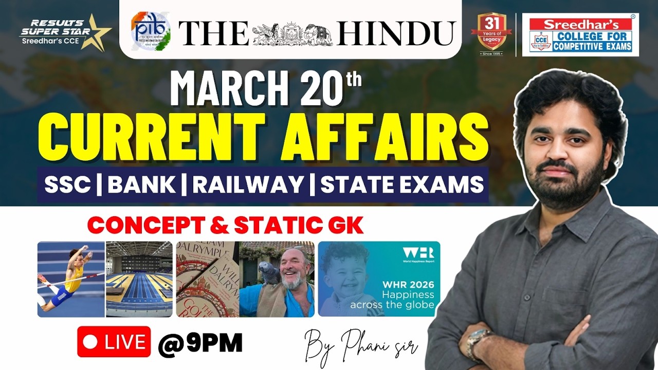 🔴Live | Daily Current Affairs in Telugu | March 20th | Latest & Important News | PHANI SIR