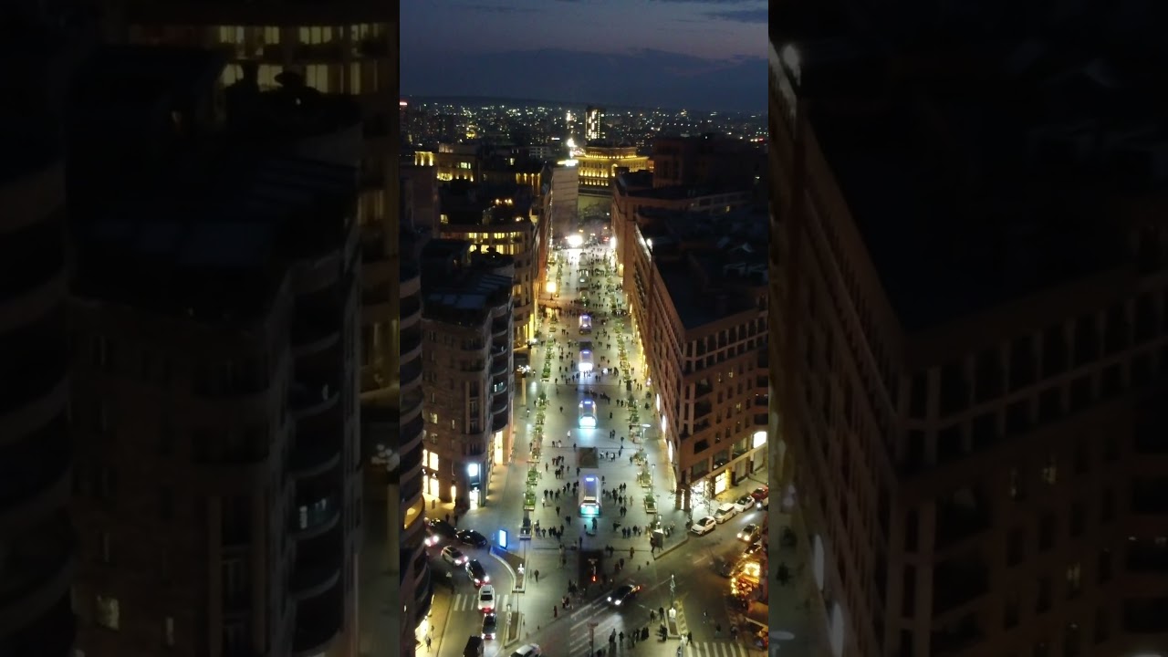 Flying Through Yerevan &mdash; Northern Avenue at Dusk