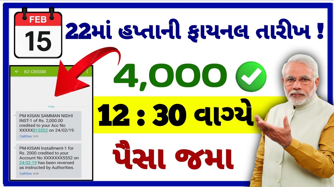 પીએમ કિસાન યોજના ૨૨મો હપ્તો: હોળી પહેલા મળશે ₹૪૦૦૦ ની ભેટ! જાણો સચોટ તારીખ