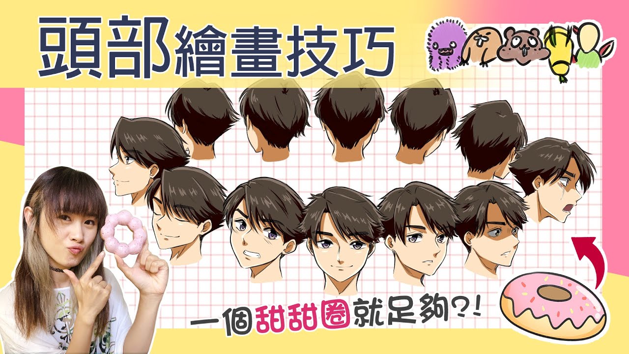 【電繪教學】頭部不同角度畫法✨可用「甜甜圈」概念來練習❗