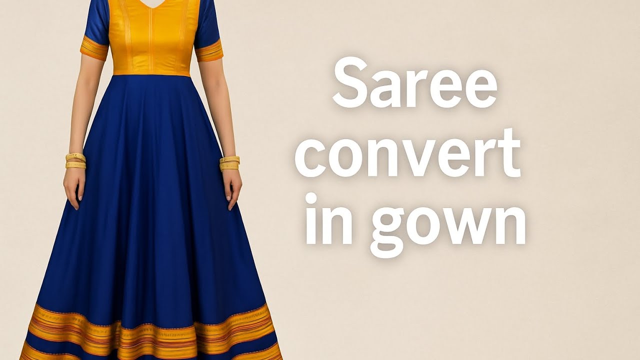 Saree convert in gown/gown cutting and stitching #gowncutting #fashion #ytviral 