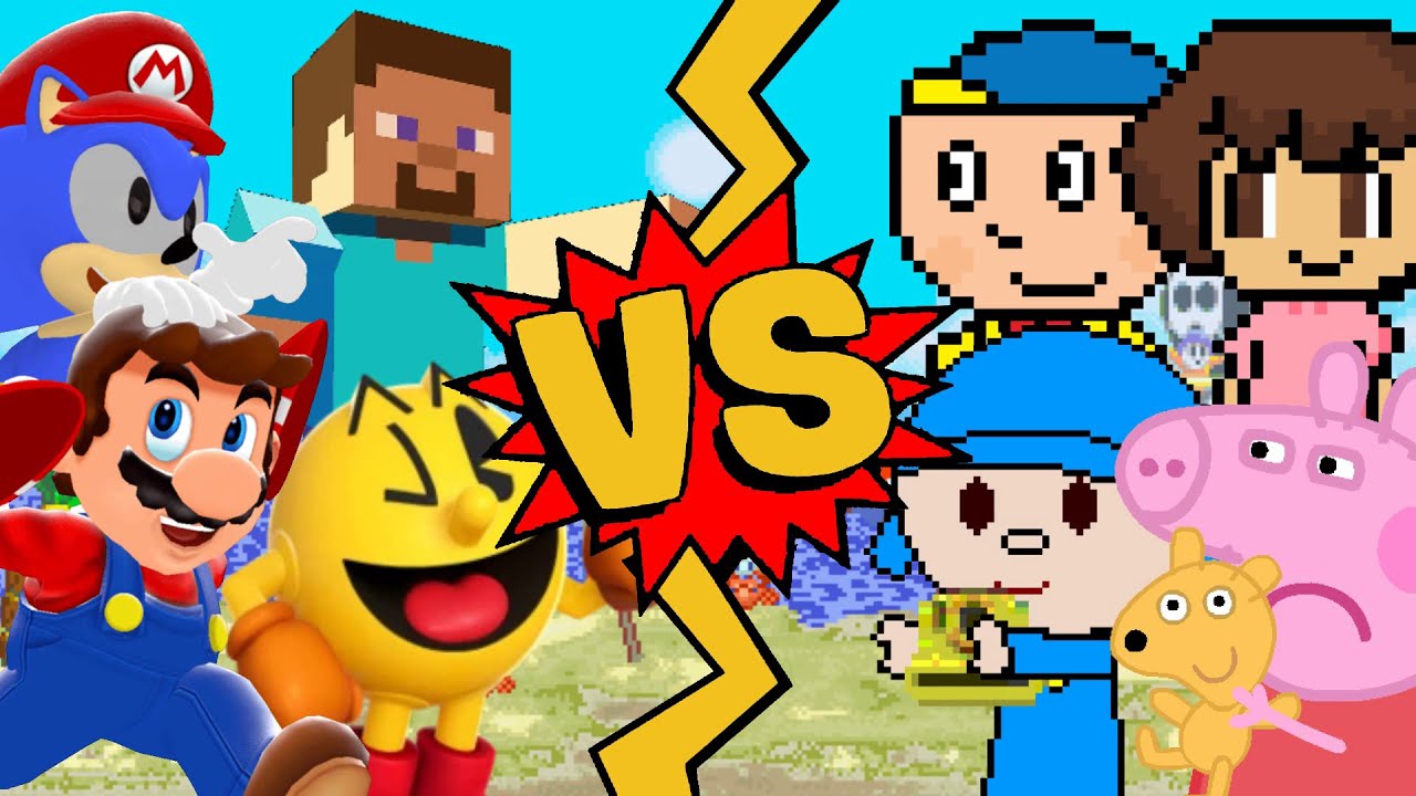 M.U.G.E.N Battles | Mario/Sonic/Pac-Man/Steve vs Caillou/Dora/Pocoyo/Peppa Pig