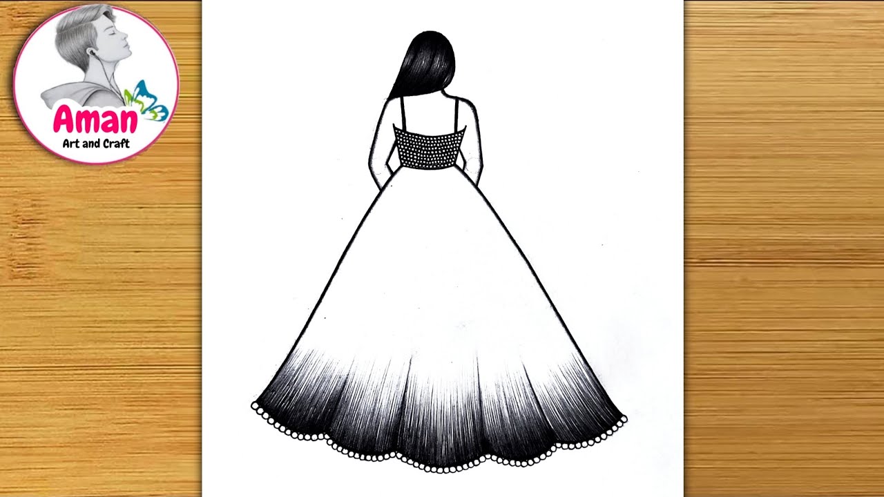 How to draw a beautiful girl in dress | Pencil sketch step by step | Easy girl drawing for beginners