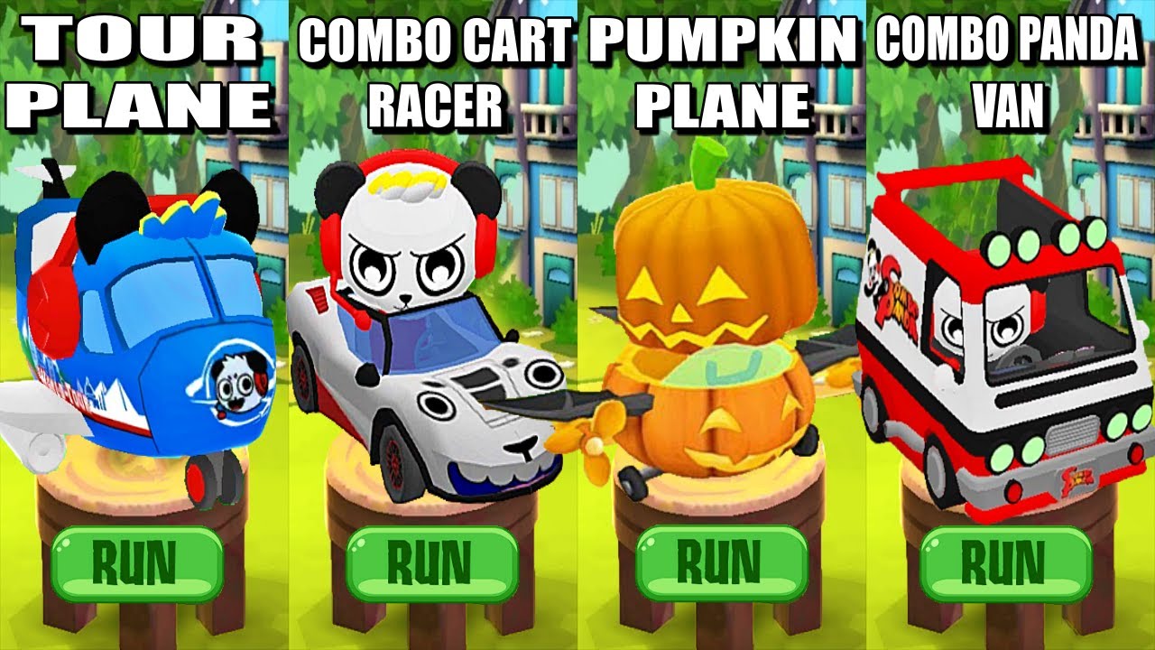 Tag with Ryan - Pumpkin Plane vs Combo Cart Racer vs Combo Panda Van vs Tour Plane - All Characters