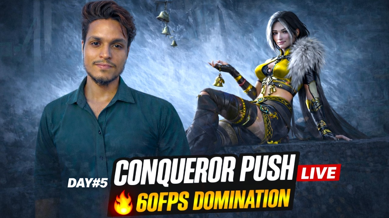 CONQUEROR RANK PUSH 🔥 60FPS DOMINATION | DAY #5 BGMI LIVE #bgmi #bgmilive #rjstylegaming