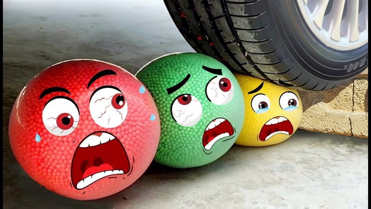 EXPERIMENT CAR VS SLIME STRESS BALL WATER BALLOONS Crushing Crunchy & Soft Things by Car! Satisfying