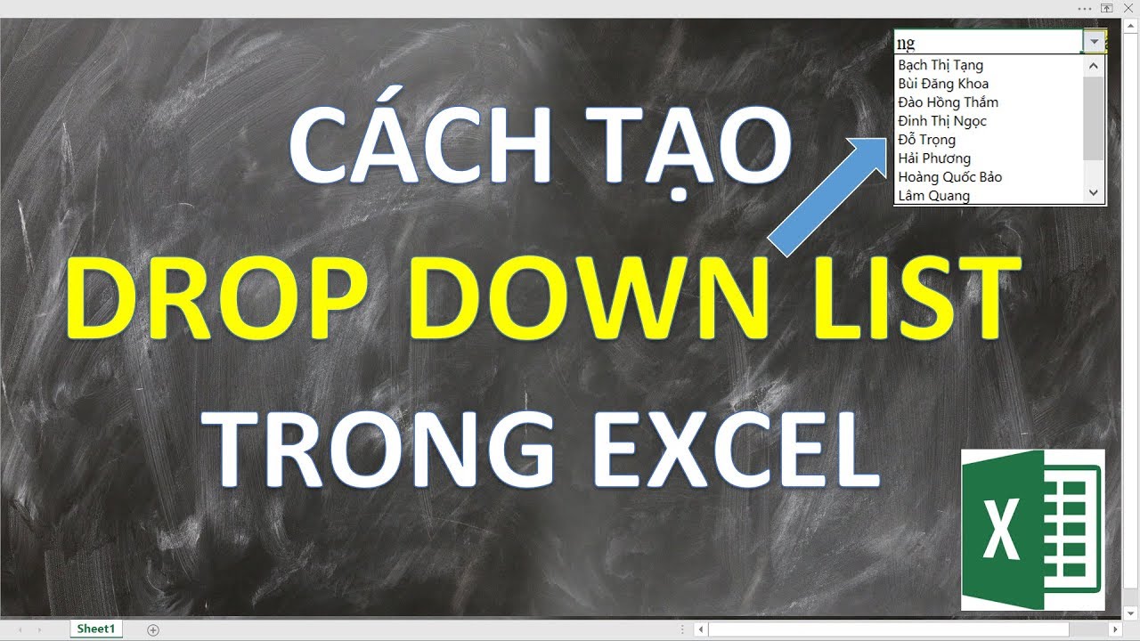 Cách tạo Drop List trong Excel | Tìm kiếm dữ liệu gợi ý như google
