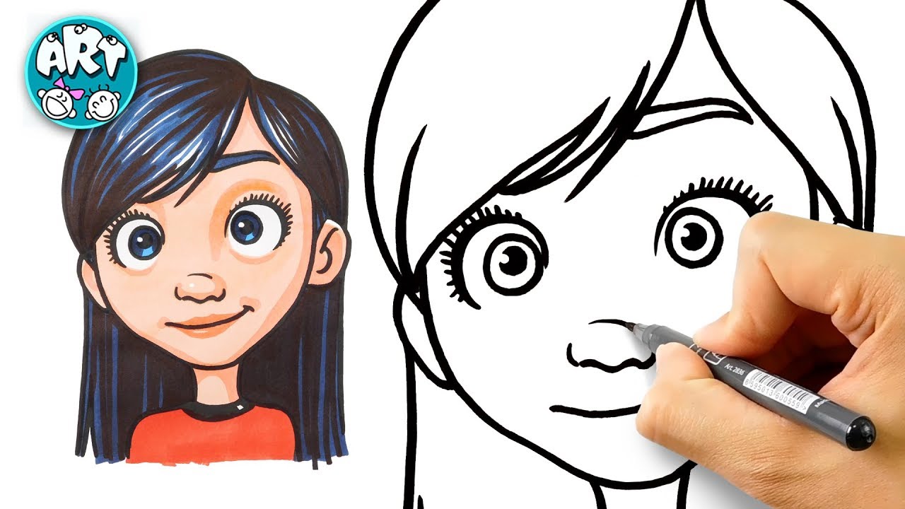 How to Draw Violet Parr Easy Tutorial step by step - learn to draw - drawing lessons coloring pages