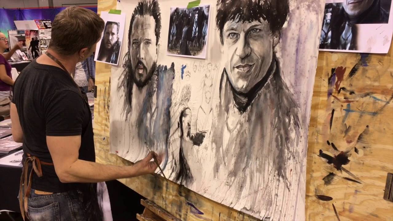 Amazing 2 handed artist Rob Prior with fans and Christian Kane